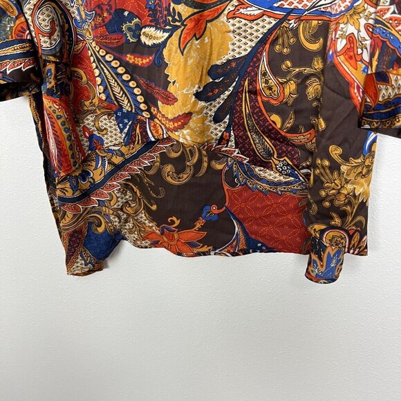 Chicos Silky Long Sleeve Printed Tunic Lace Up Asymmetrical Top Womens 2 Large - Picture 5 of 10